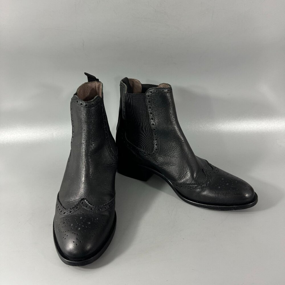 Leonardo Principi Black Leather Ankle Boots, Size 36